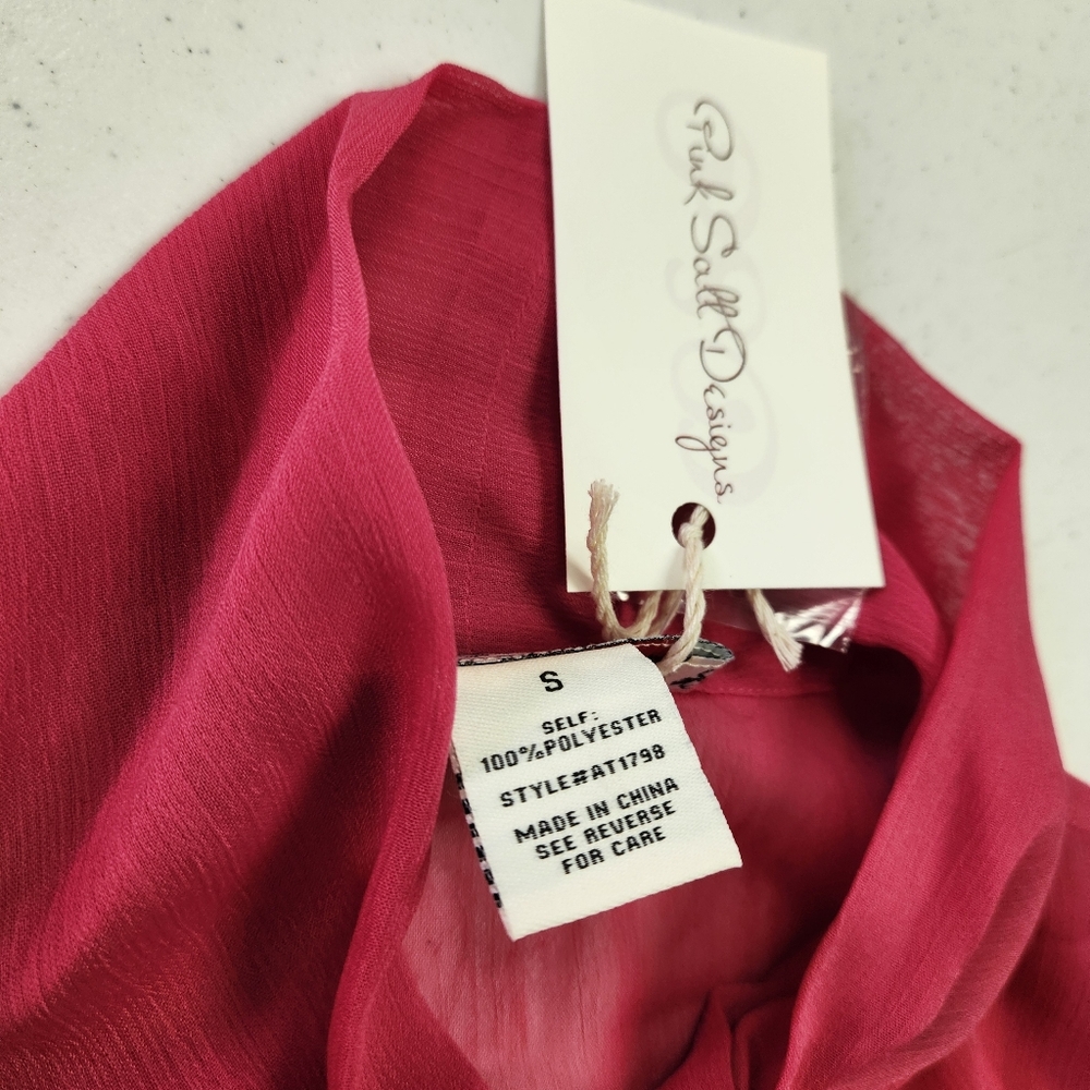 Jealous Tomato Sheer Blouse w/Bowtie & Peasant Sleeves - Picture 15 of 16